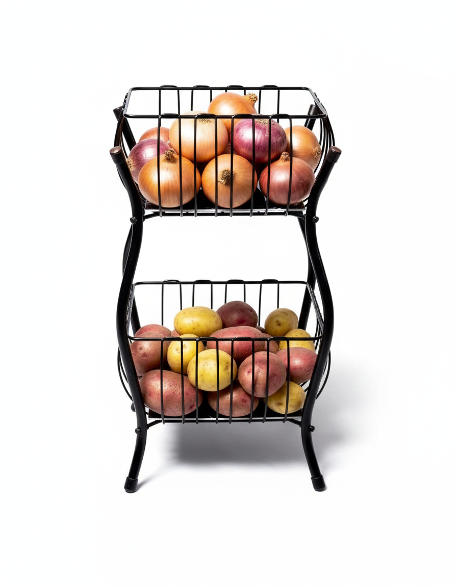 جا پیازی مربع فلزی دو طبقه – ElayMart